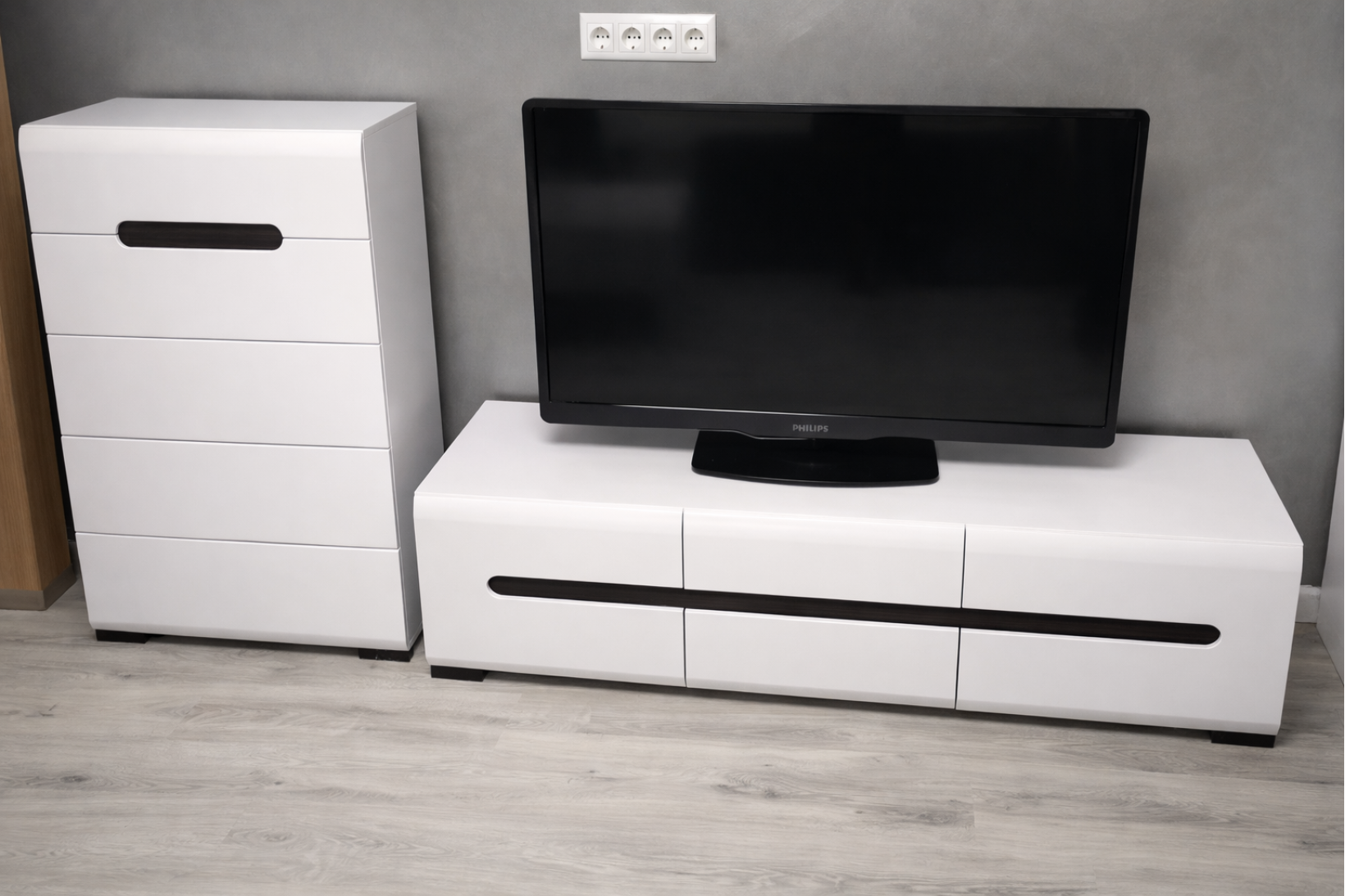 Комод KOM5S/10/6 Амелия Белый глянец МДФ на 5 ящиков BRW
