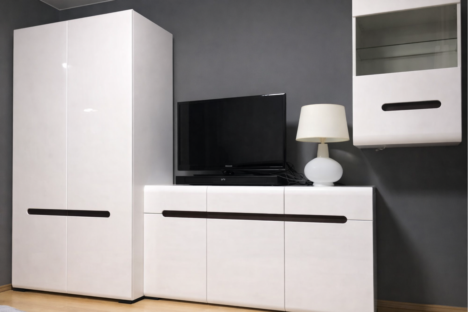 Комод-тумба KOM3D3S/8/15 Амелия 150 см Белый глянец МДФ с ящиками и полками BRW
