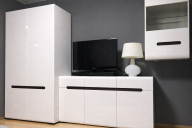 Комод-тумба KOM3D3S/8/15 Амелия 150 см Белый глянец МДФ с ящиками и полками BRW