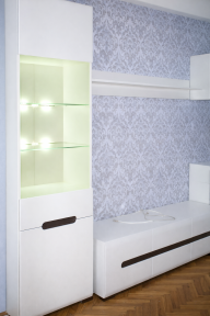 Витрина REG1W1D/21/6 Амелия Белый глянец МДФ с подсветкой BRW Витрина REG1W1D/21/6 Амелия Белый глянец МДФ с подсветкой BRW