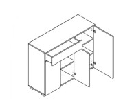 Комод KOM3D1S Ребекка 110 Дуб Артизан/Черный Гербор