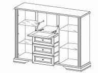 Комод 2W3S1B Вайт Ясен снежный/Сосная серебряная Gerbor
