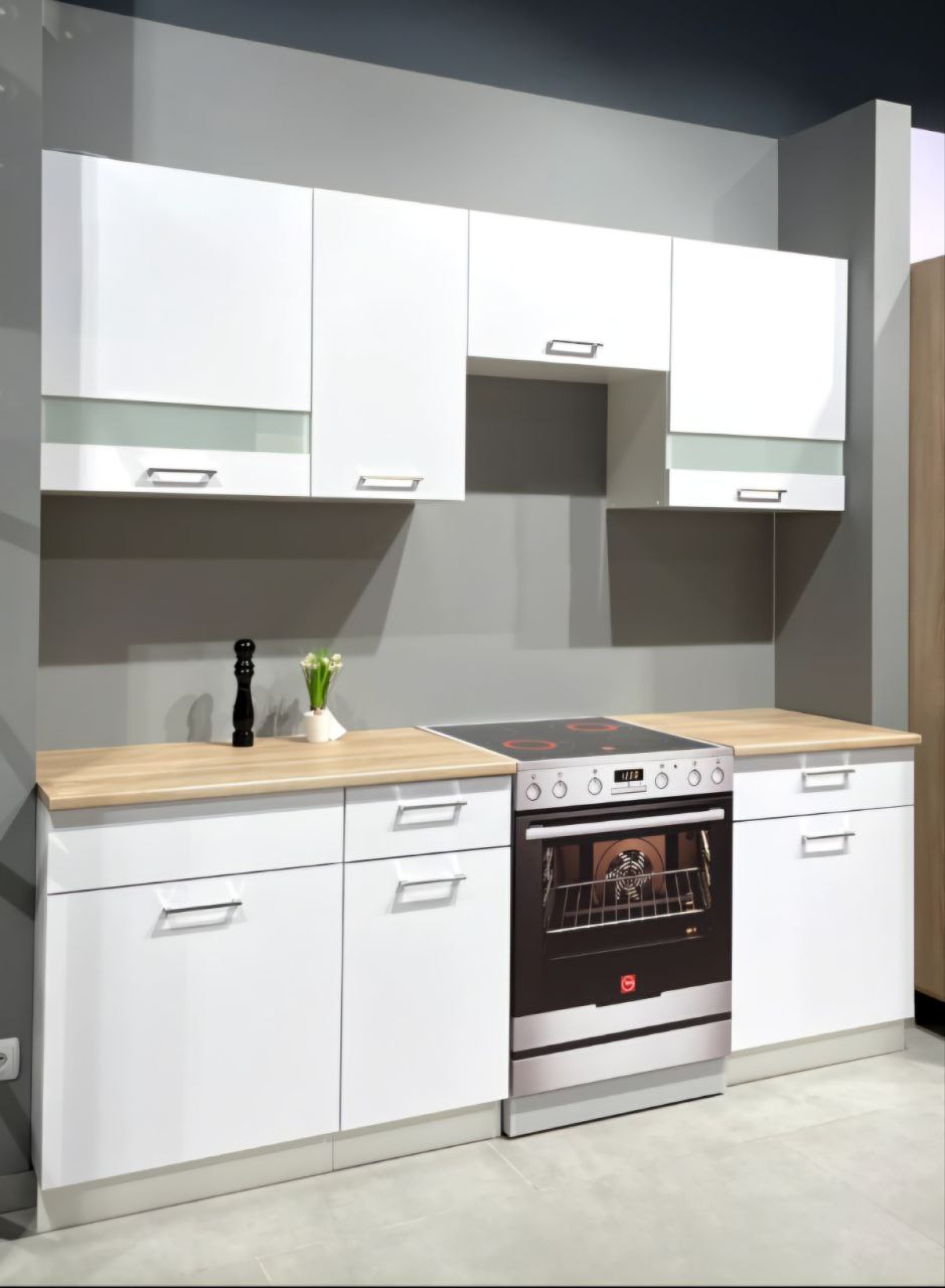 Кухня Doros Лея ДСП 220х60х250 (80359337) Белый вставки стекло