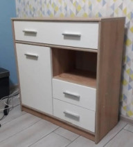 Комод с полкой 1Д3Ш 84х34х85 Тип Сонома/Белый  Мебель Сервис