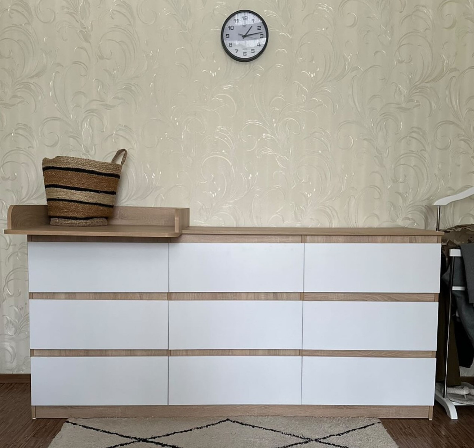 Комод Лайт 9 с накладным пеленатором Дуб сонома/Белый 190*45*90 А