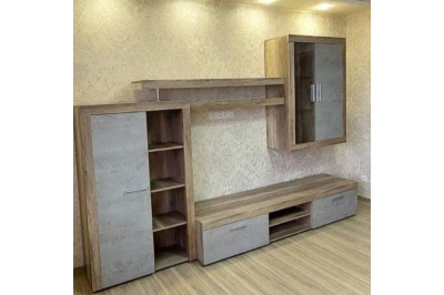 Стінка у вітальню Орлеанс 293 см Дуб Табако/Бетон Індастрі Меблі Сервіс