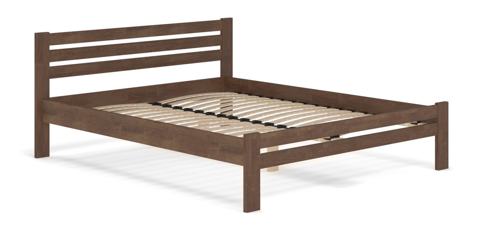Деревянная кровать 160 Алекс Двухспальная с ламелями Светлый орех Мебель Сервис ( Дерево Бук)