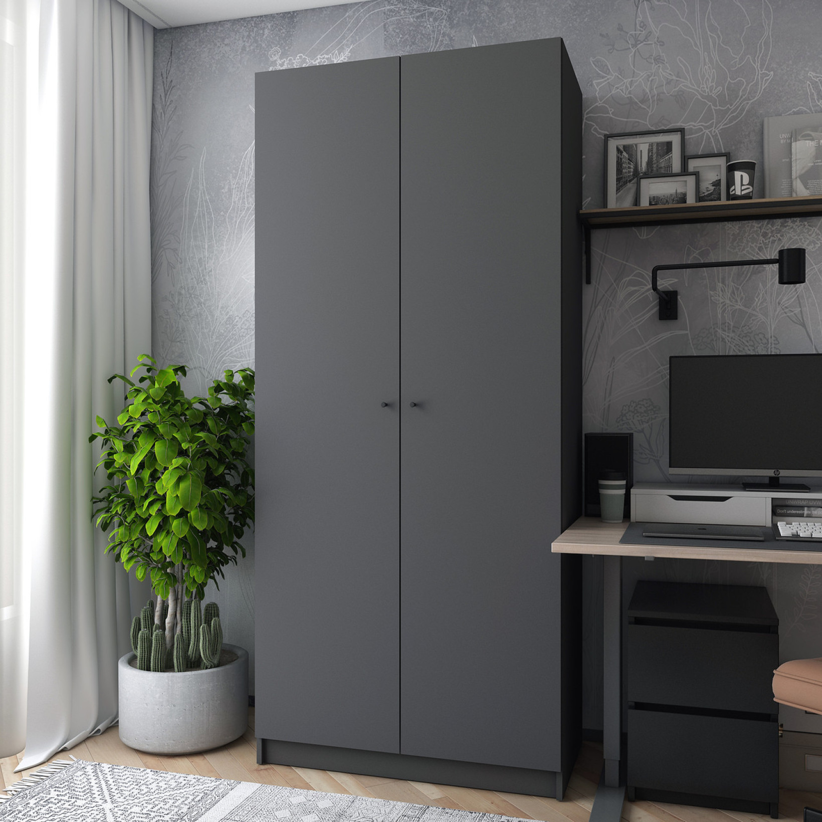 Шкаф для одежды Doros Промо 2 ДСП 90х48х204 (44900232) Графит