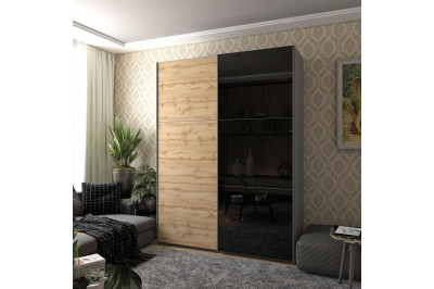 Шкаф купе Doros G-Caiser 1 ДСП / 1 Стекло / 3 части 180х60х240 (42005015) Графит/Дуб Эвок
