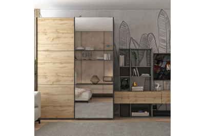 Шкаф купе Doros G-Caiser 1 ДСП / 1 Зеркало 160х60х240 (42005072) Графит/Дуб Эвок