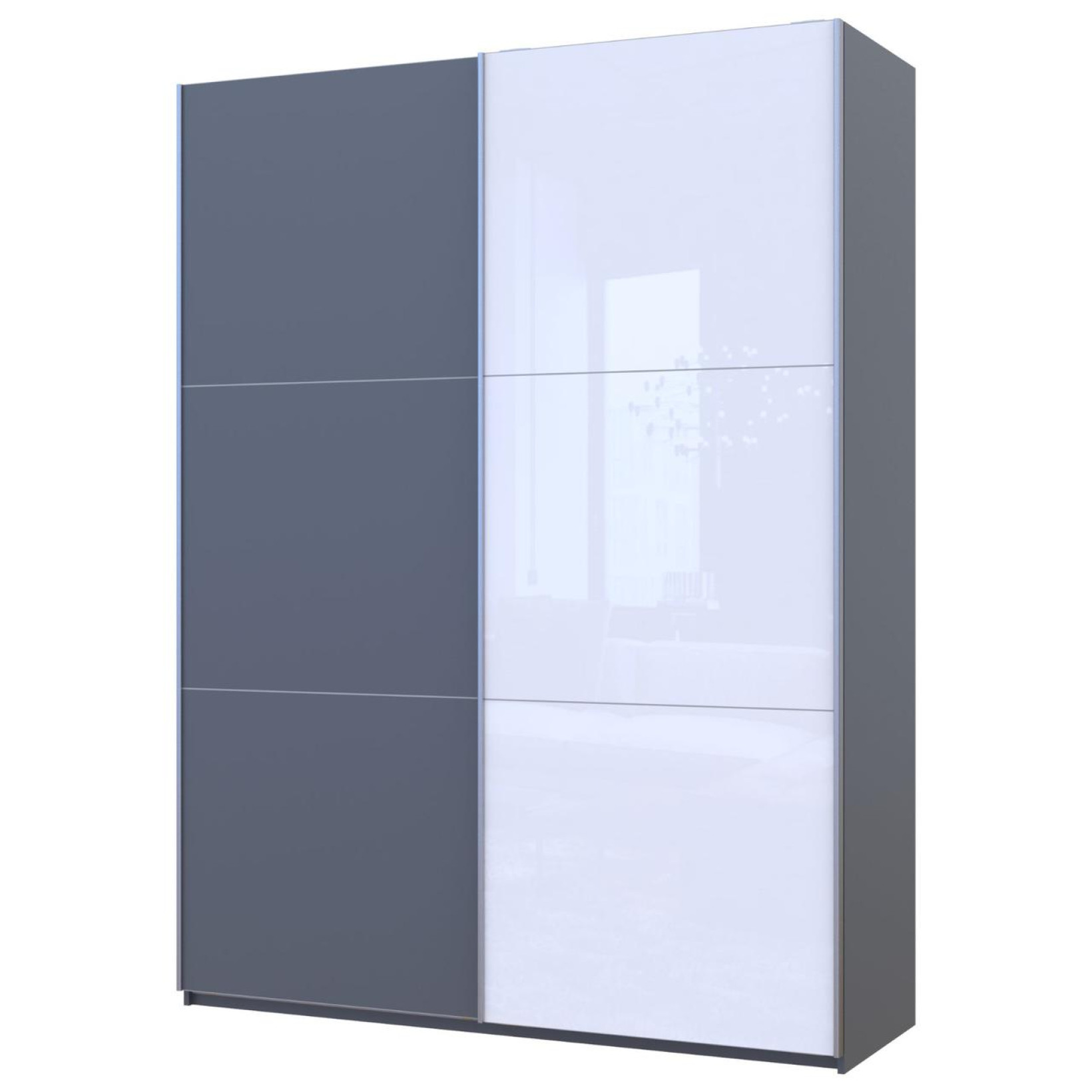 Шкаф купе Doros G-Caiser 1 ДСП / 1 стекло / 3 части 180х60х240 (42005090) Графит/Белый