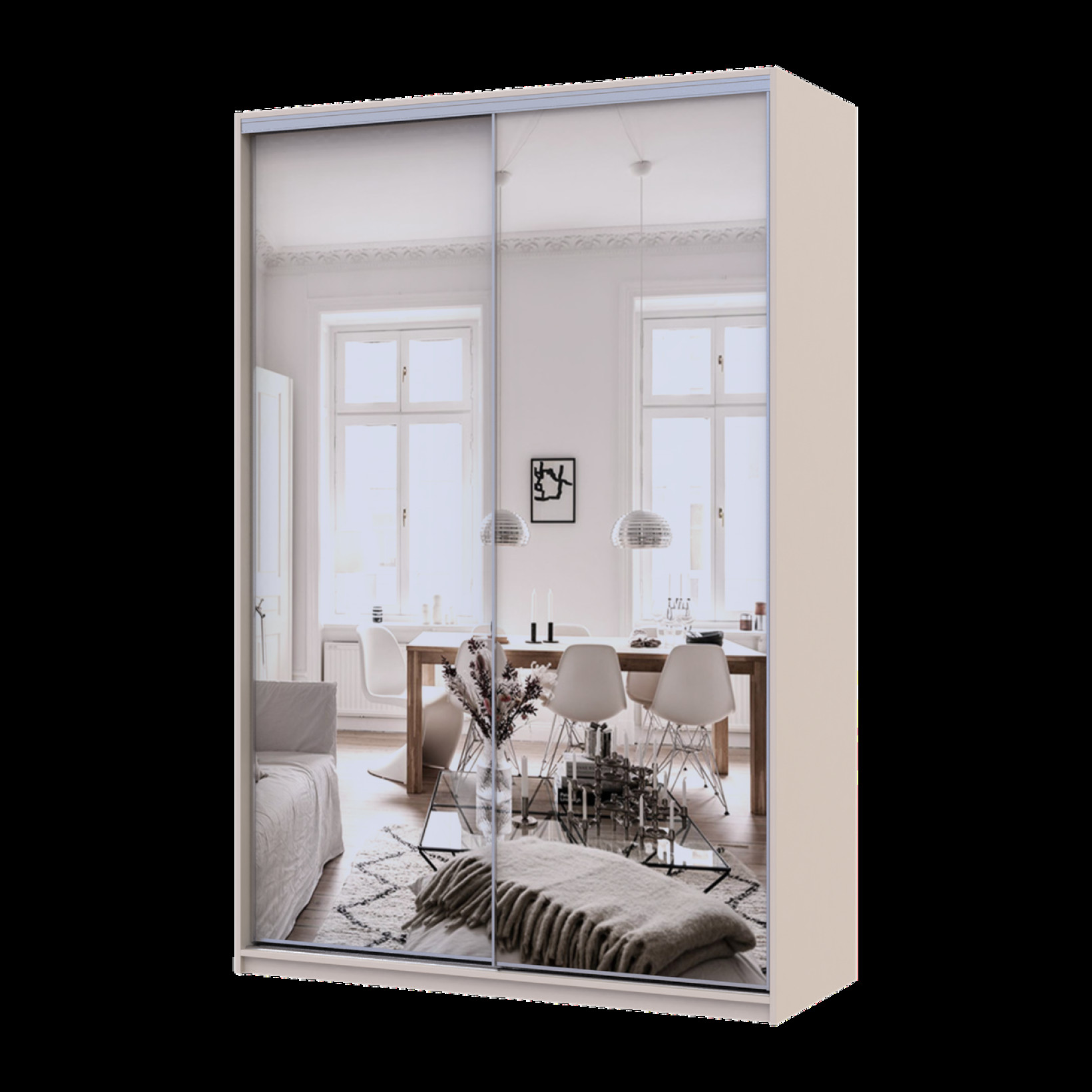 Шкаф купе Doros Сити Лайт 2 Зеркала 150х60х225 (80736359) Кашемир 