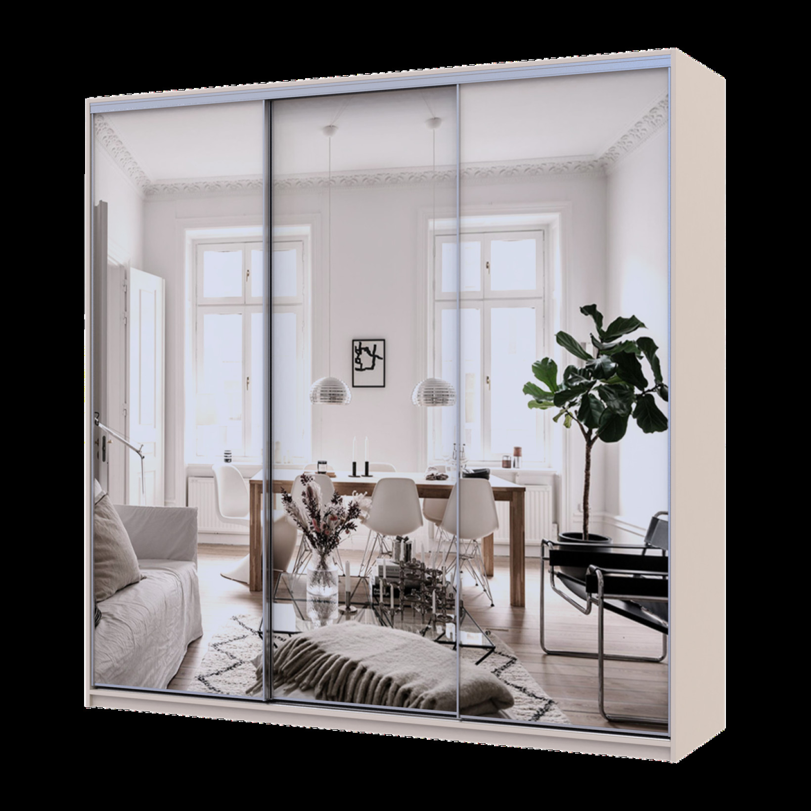 Шкаф купе Doros Сити Лайт 3 Зеркала 225х60х225 (80736386) Кашемир 