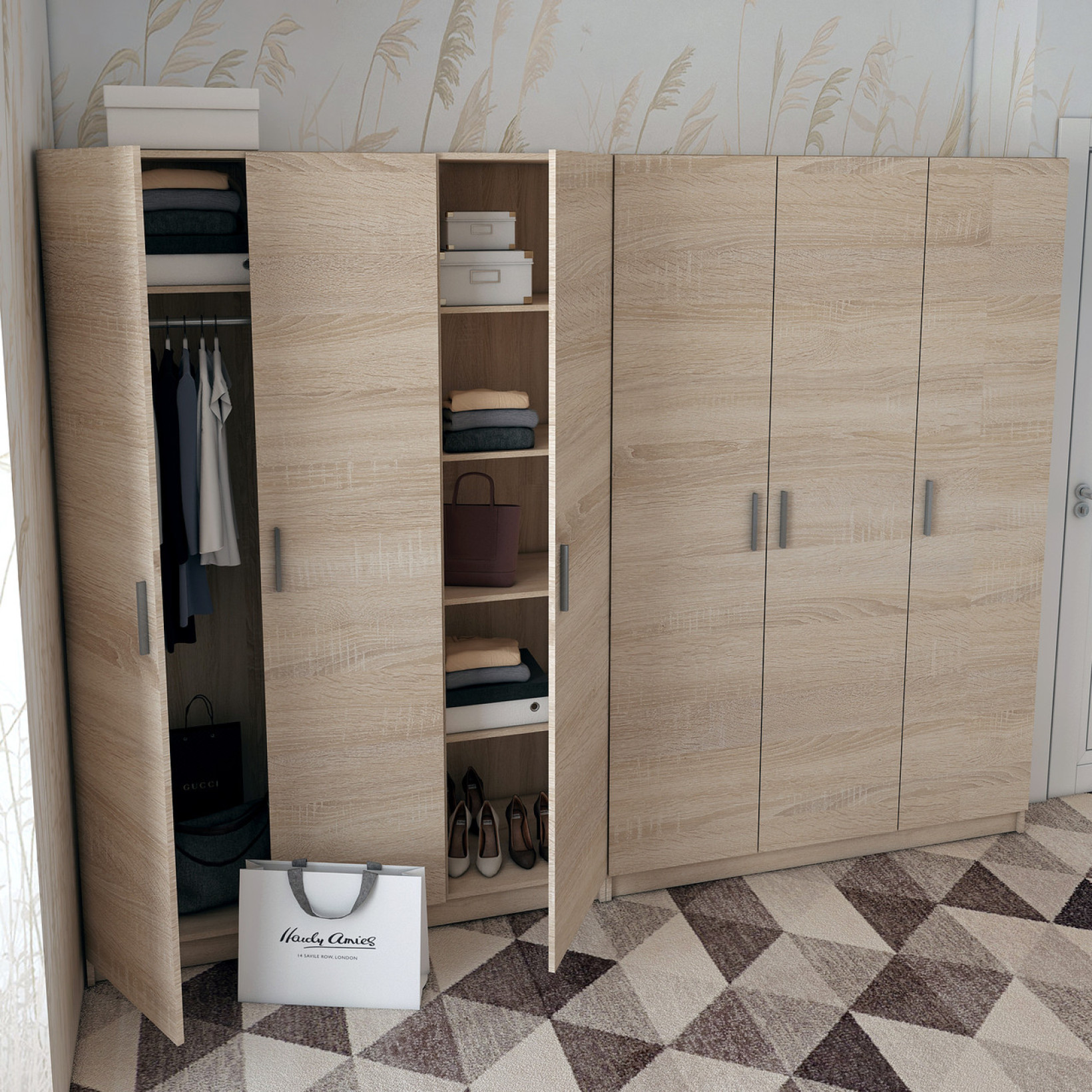 Шкаф для одежды (комплект) Doros Промо 3+3 ДСП 270х48х204 (42005005) Дуб сонома