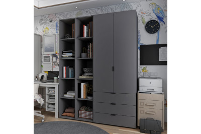 Комплект Doros Гелар з 2 Этажерками  2 ДСП 153.9х49.5х203.4 (42005055)Графит 