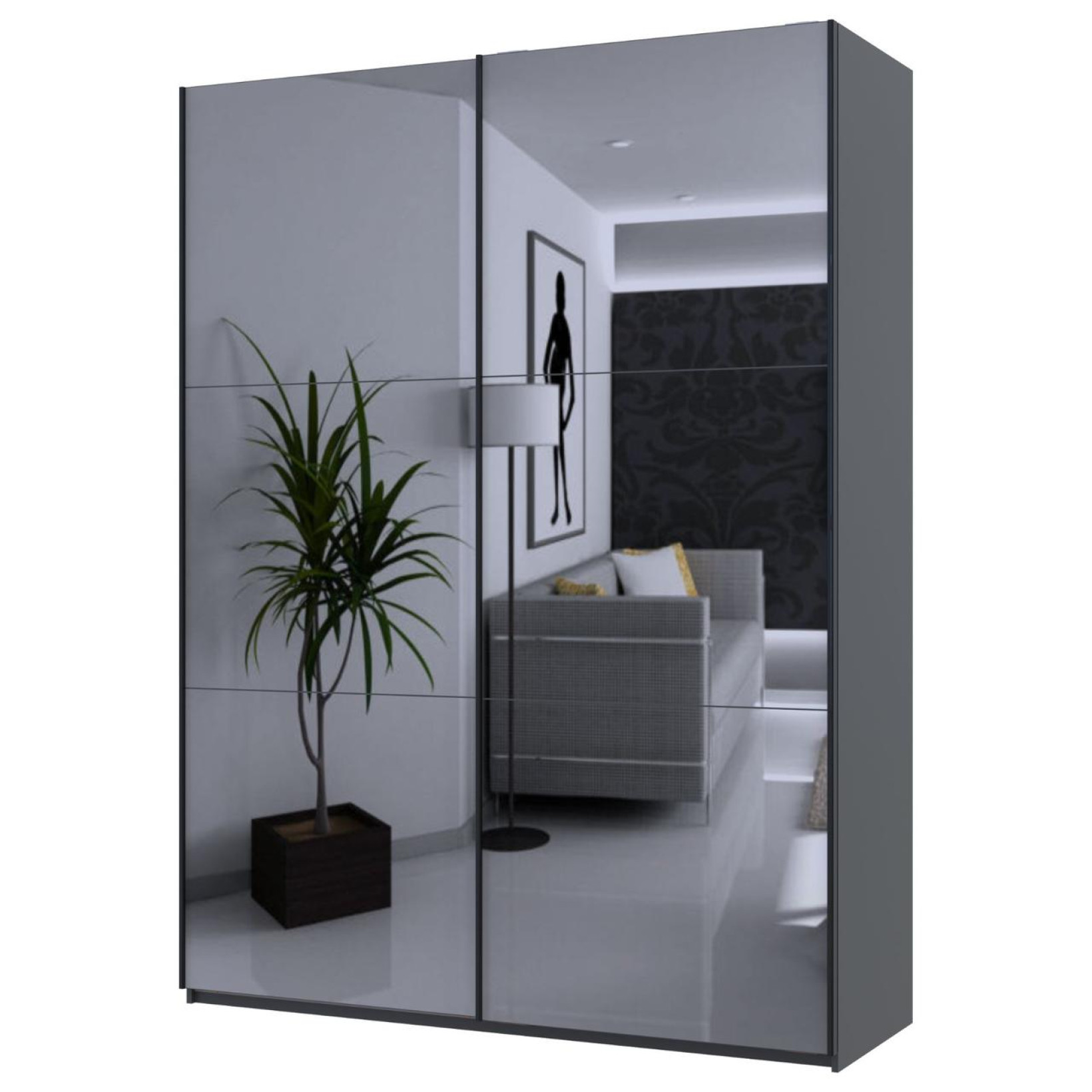 Шкаф купе Doros G-Caiser  2 Зеркала 180х60х240 (42005012) Графит