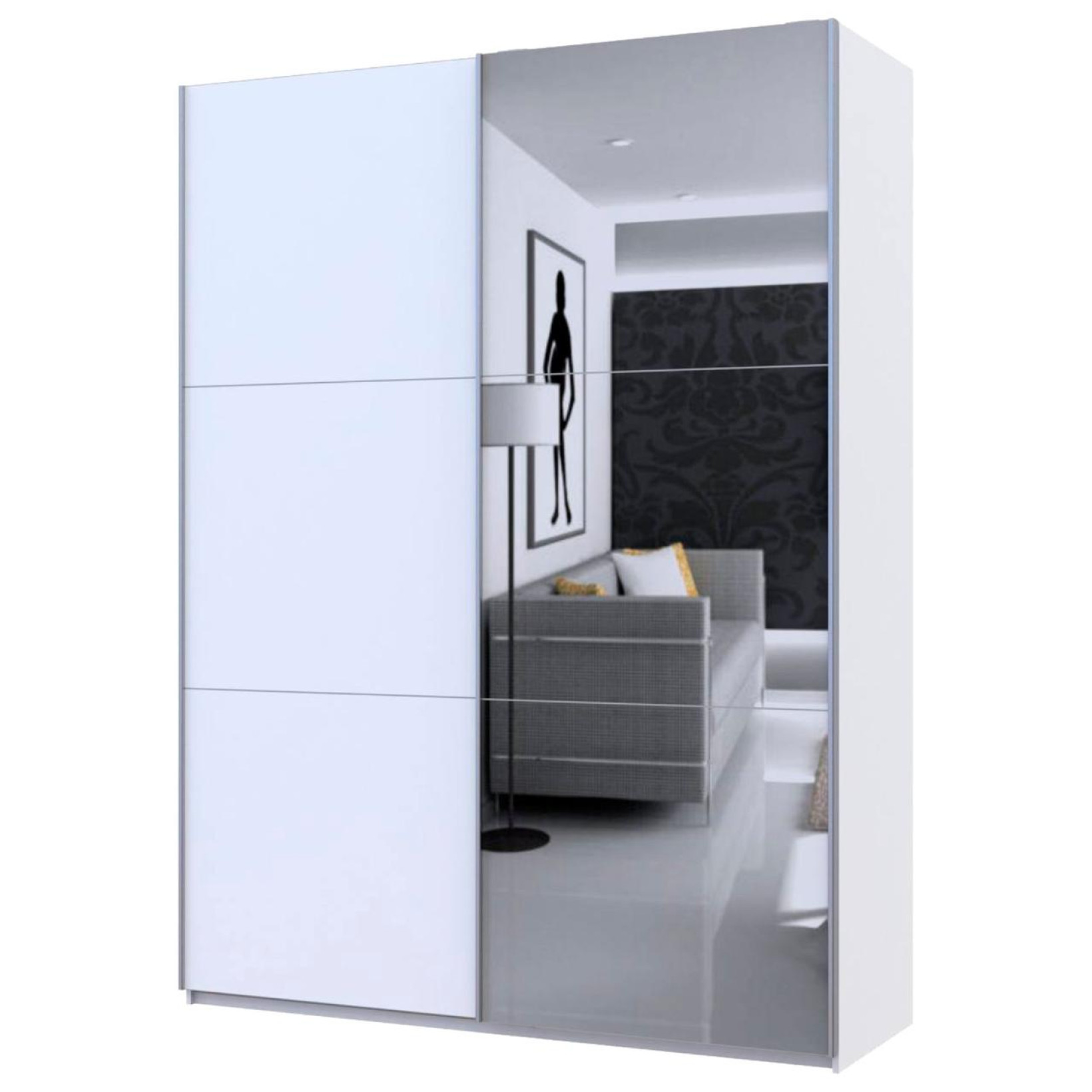 Шафа купе Doros G-Caiser 1 ДСП / 1 Зеркало 180х60х240 (42005028) Белый