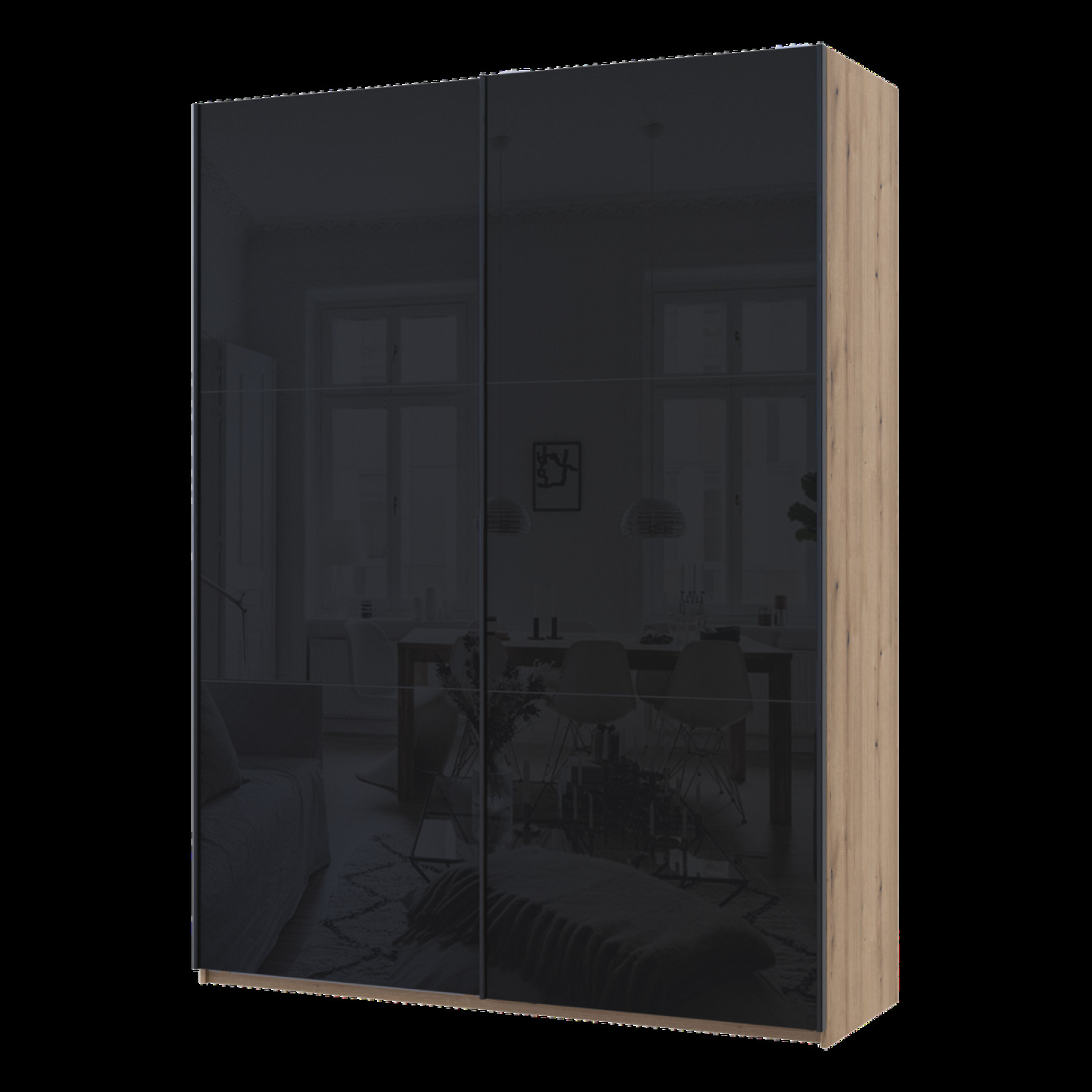 Шкаф купе Doros G-Caiser 2 Стекла / 3 части 180х60х240 (80737751) Дуб Эвок /Черный