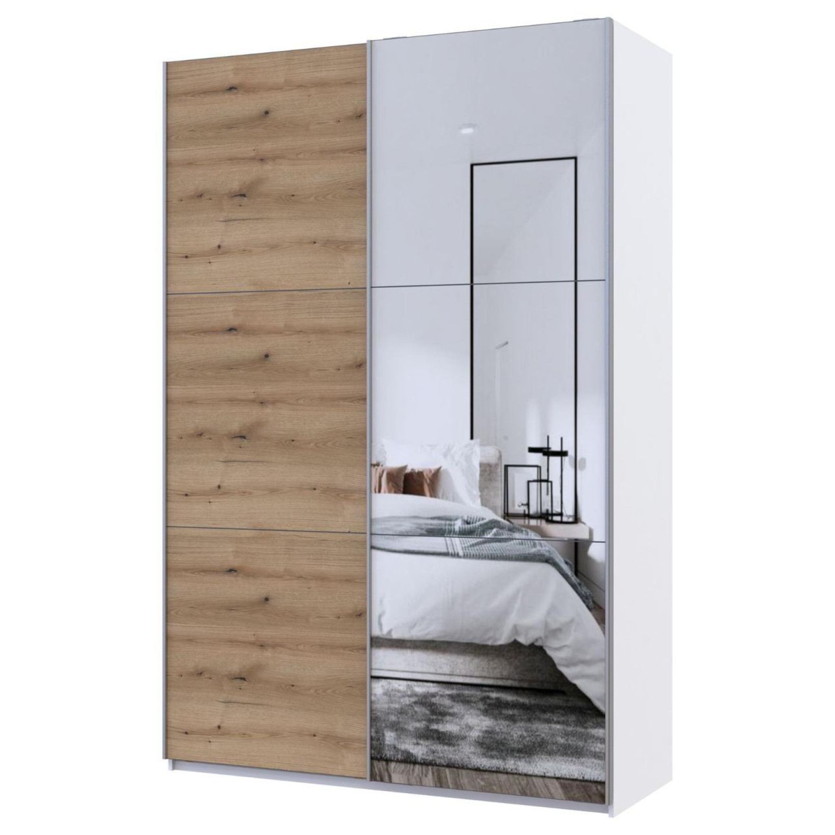 Шкаф купе Doros G-Caiser 1 ДСП / 1 Зеркало 160х60х240 (42005071) Белый/Дуб Эвок