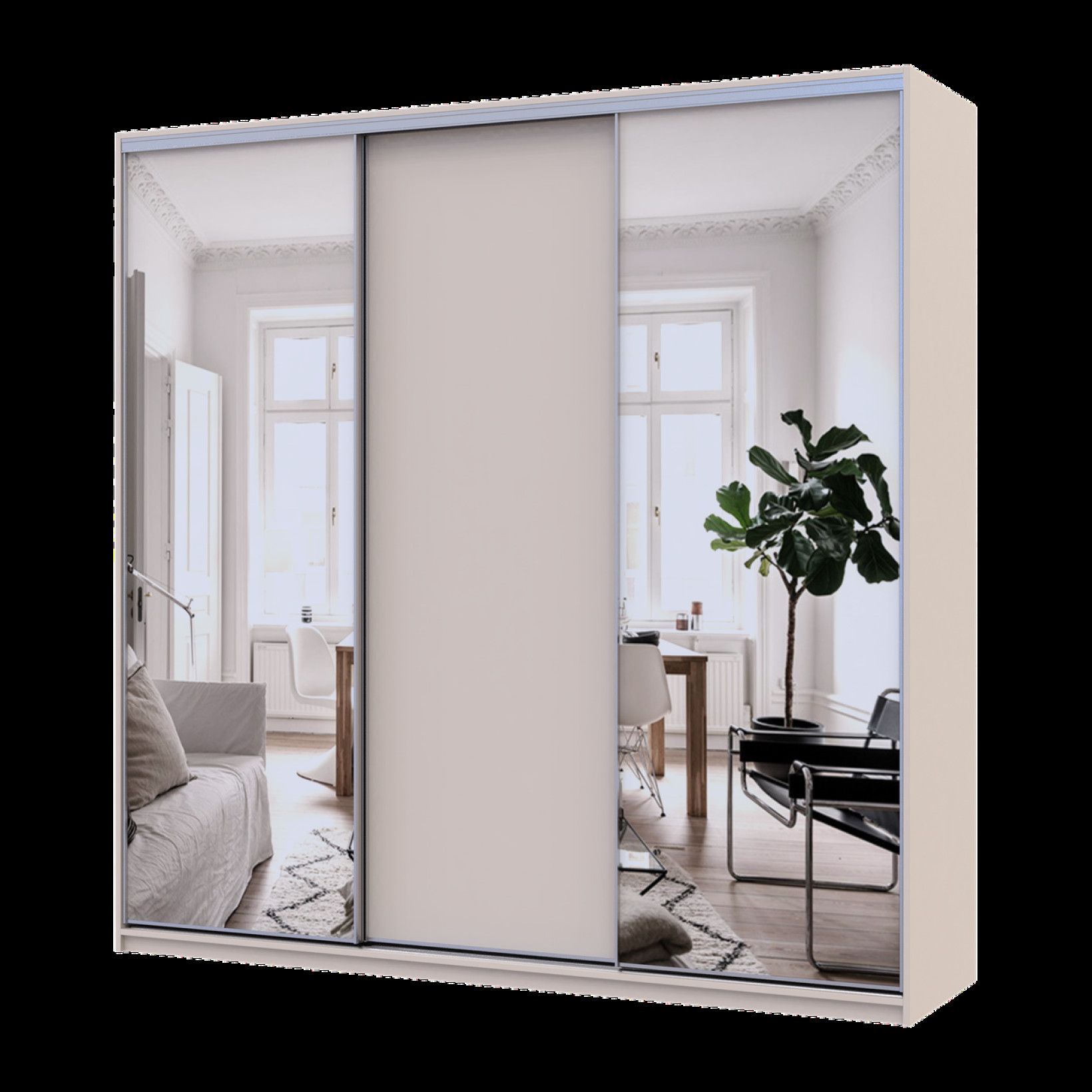 Шкаф купе Doros Сити Лайт 1 ДСП / 2 зеркала 225х60х225 (80736380) Кашемир 