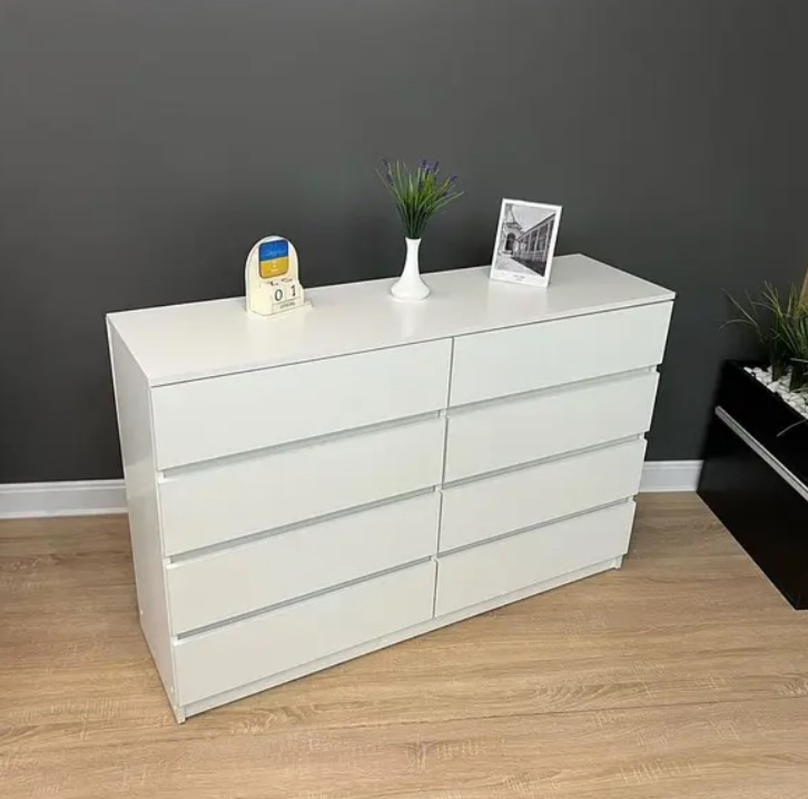 Комод Лайт 8 з 8 ящиками Білий 160*45*90