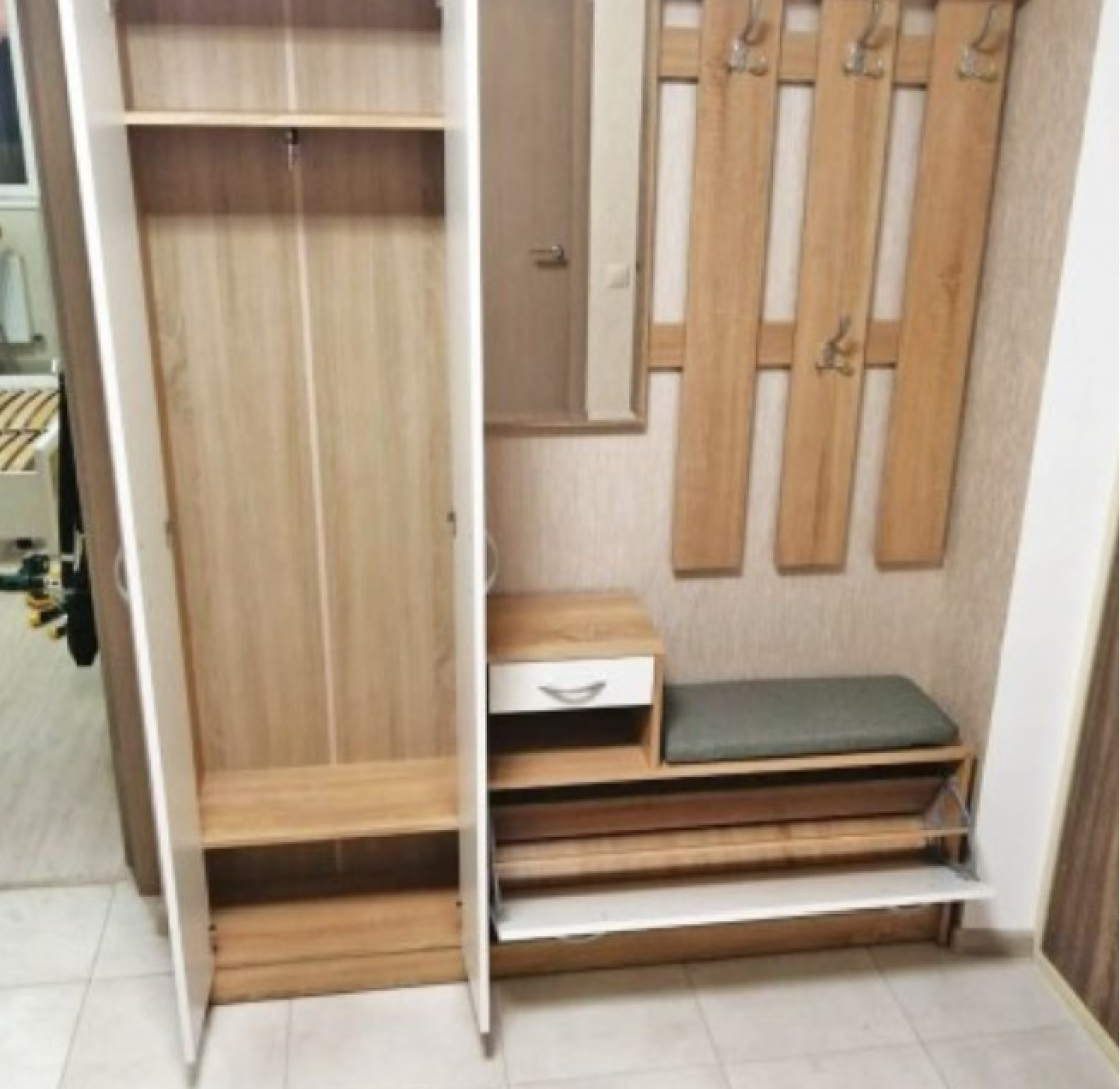 Шкаф 2Д в прихожую Орион 55 Дуб сонома/Белый Мебель Сервис