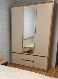 Спальня Домініка (шафа, комод, дзеркало, ліжко з ламелями, тумби) Артизан/Шампань Меблі Сервіс Спальня Домініка (шафа, комод, дзеркало, ліжко з ламелями, тумби) Артизан/Шампань Меблі Сервіс