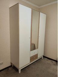 Шкаф 3Д2Ш Глория Белый/Дуб сонома 154см с зеркалом Мебель Сервис