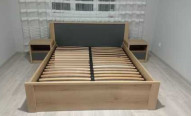 Кровать двуспальная 160 Доминика Артизан/Серый + вклад под матрац Мебель Сервис 
