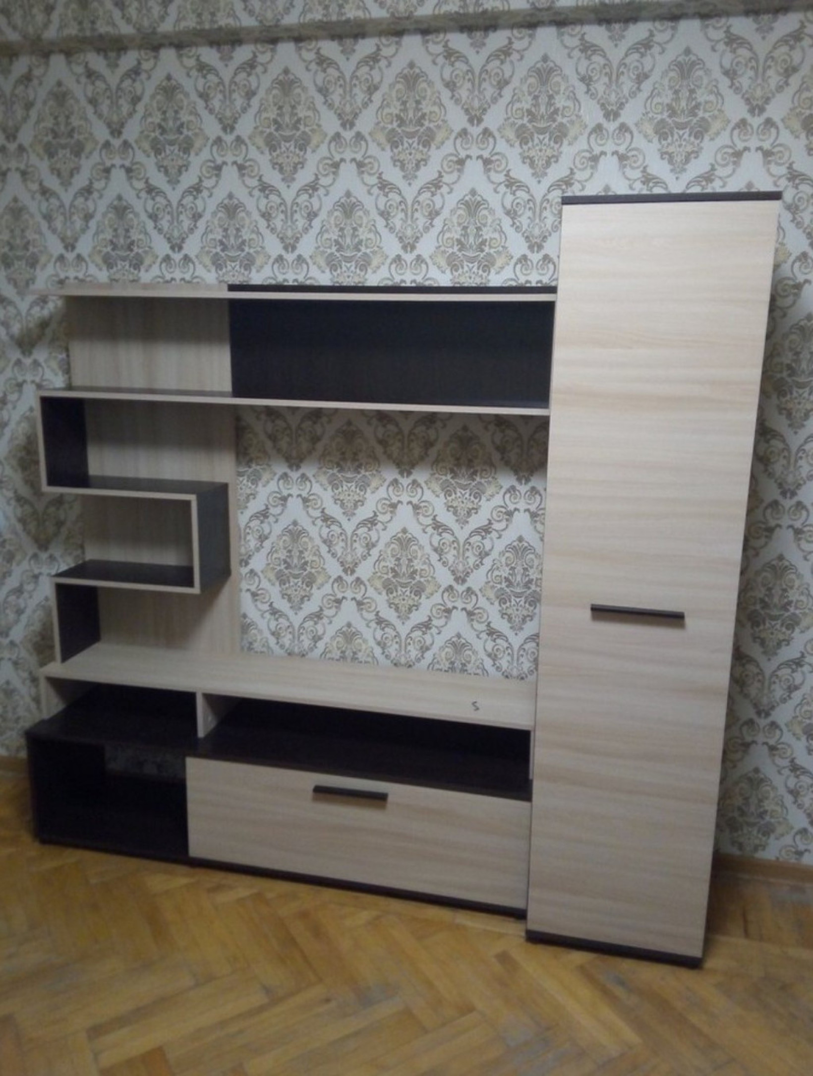 Вітальня Феррара стінка + пенал Венге темний/Ясен світлий Меблі Сервіс 