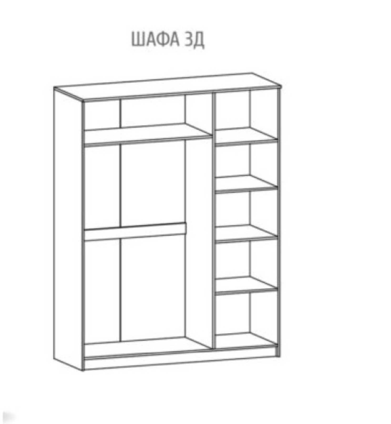 Шкаф 3Д 156см с зеркалом Вероника Венге темный/Дуб сонома Мебель Сервис 