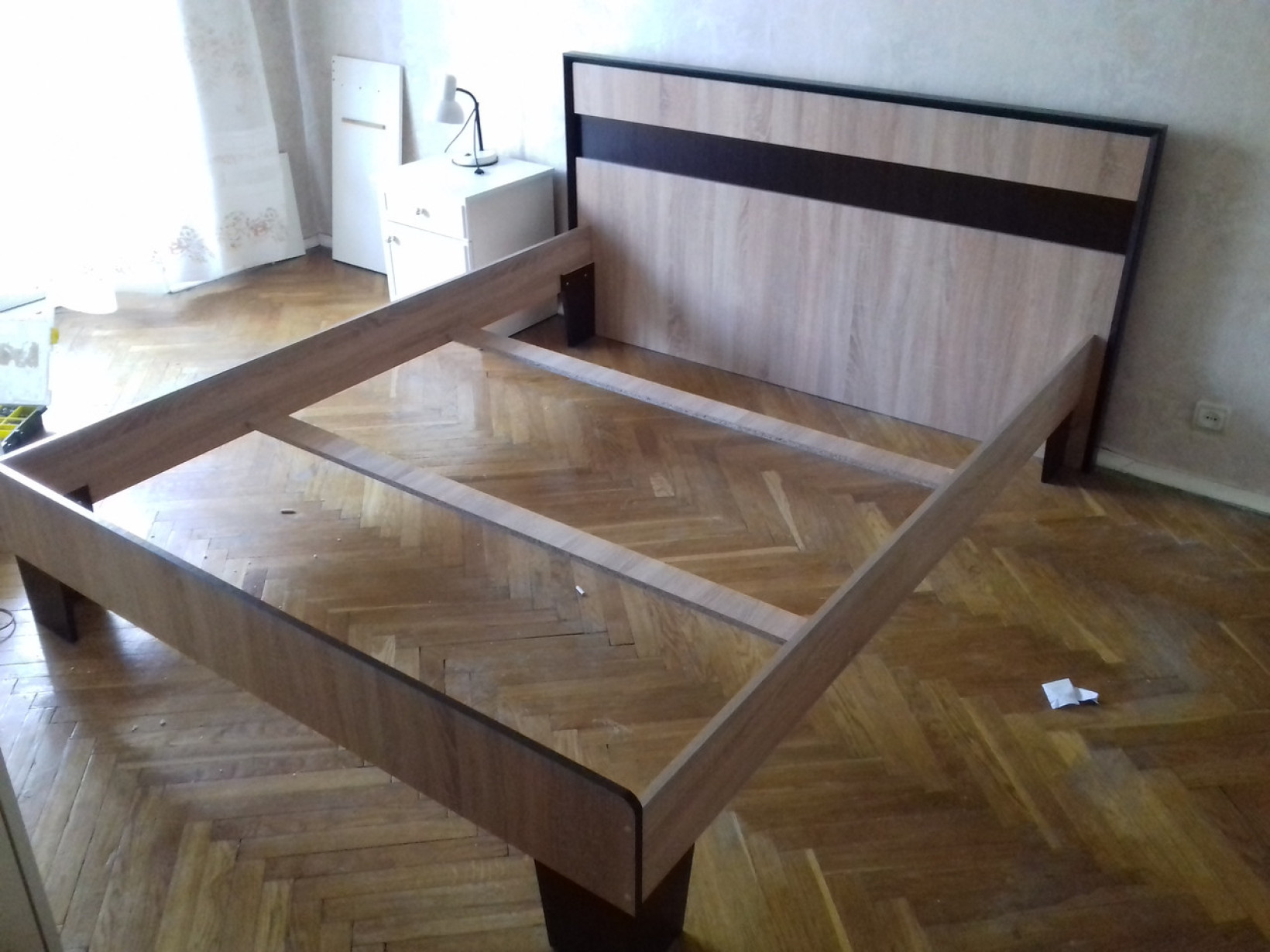 Ліжко Скарлет 160 з ламелями Дуб сонома/Венге магія Сокме