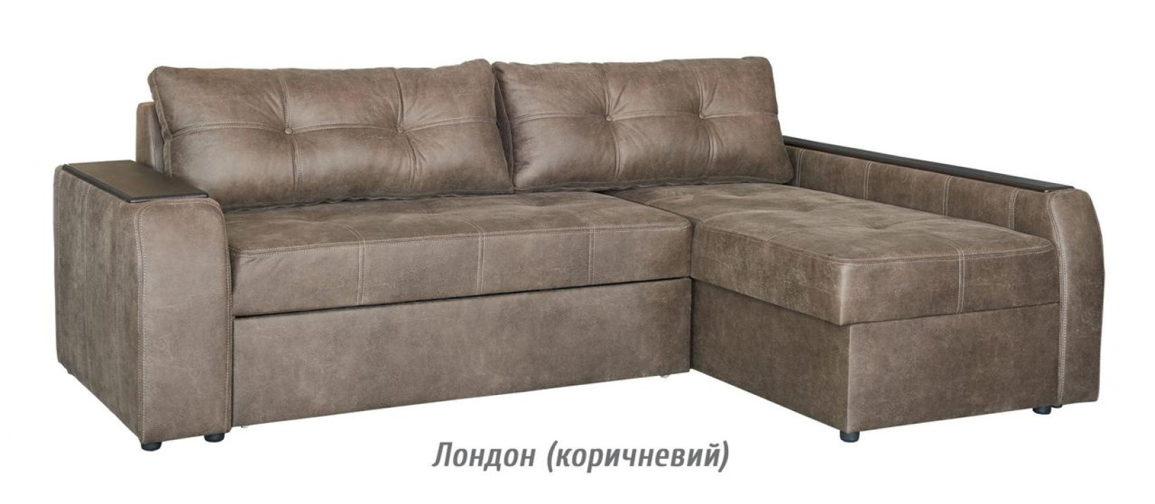 Диван Дина угловой 900/2550/1950-1650 Лондон (коричневый) Мебель Сервис