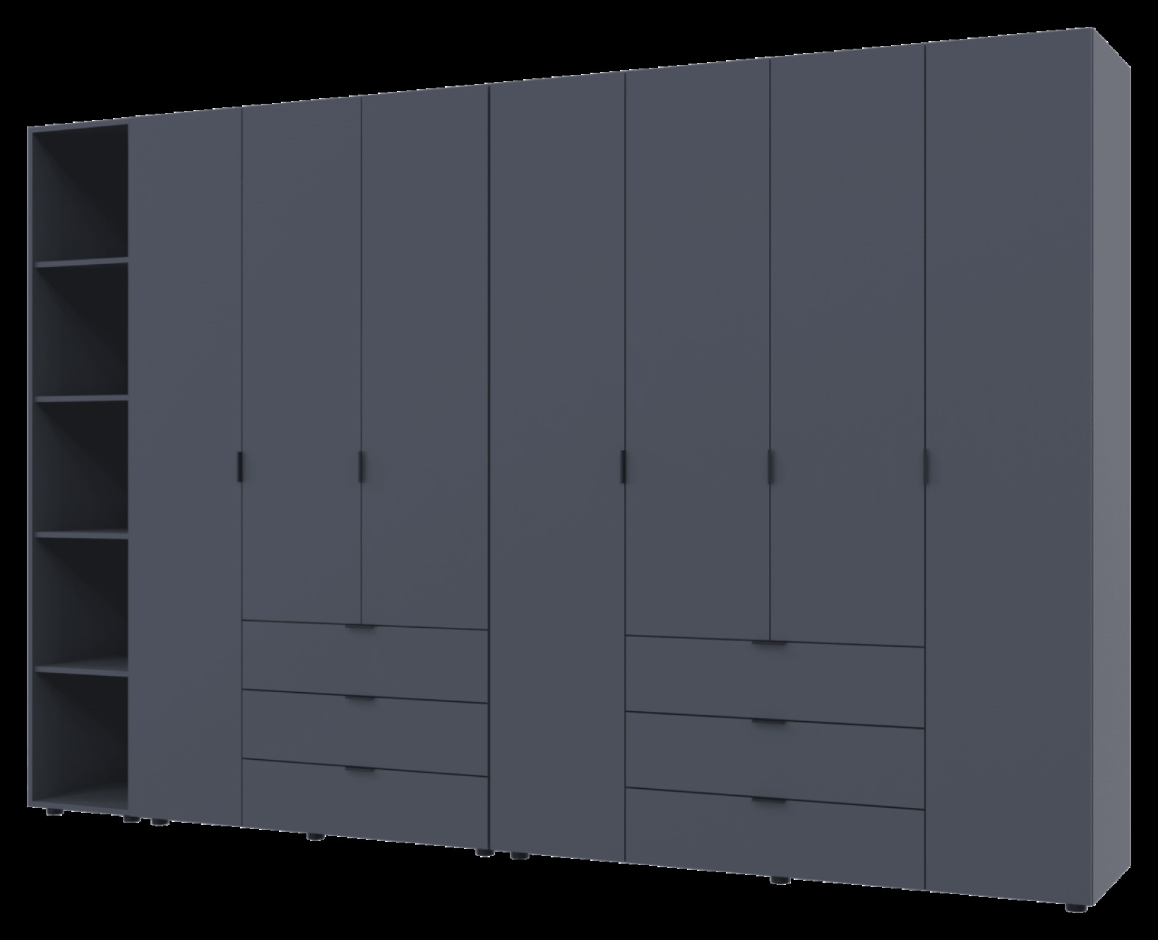 Комплект Doros Гелар с Этажеркой 3+4 ДСП 309.4х49.5х203.4 (42005062) Графит