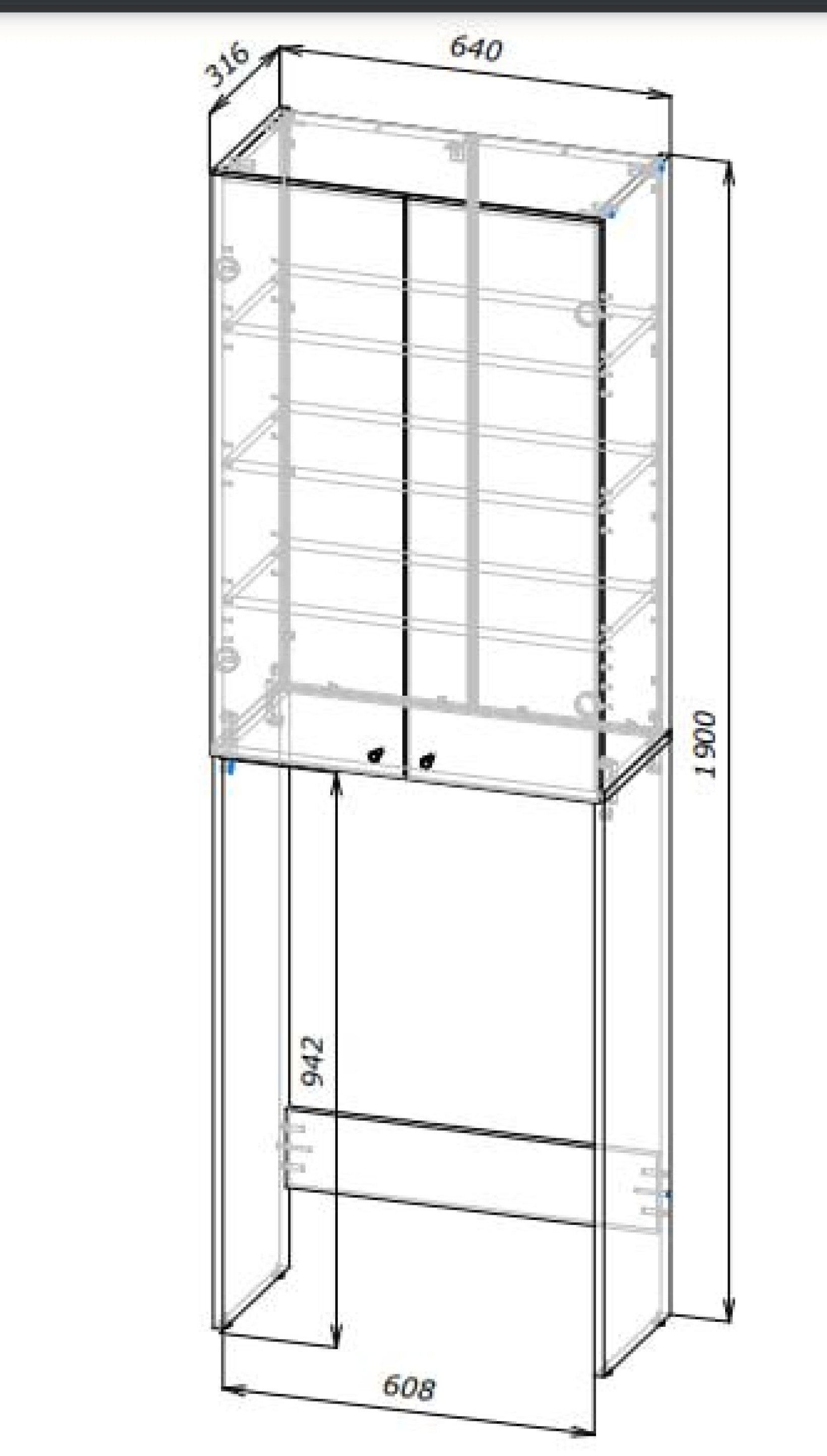 Шкаф для стиральной машины Doros  Лола ДСП 64х31.6х190 (41516022) Белый 