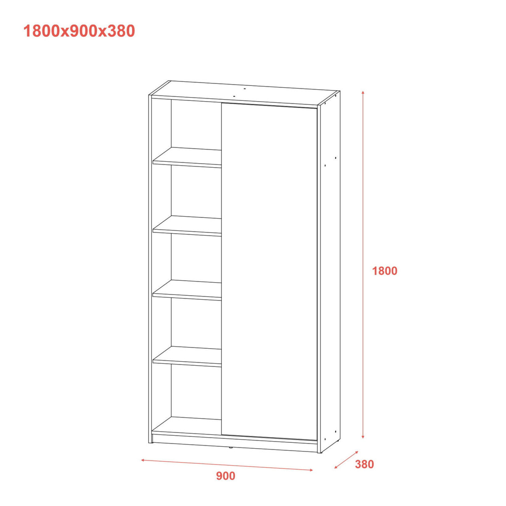 Шкаф для одежды Doros Студент  ДСП 90х38х180 (44900273) Графит/Белый