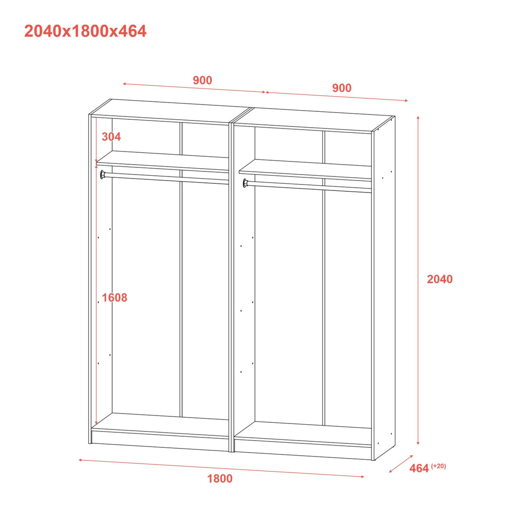 Комплект Doros Промо 2+2 ДСП 180х48х204 (80737766) Серый