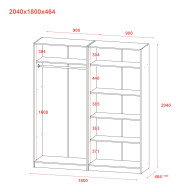 Комплект Doros Промо с полками 2+2 ДСП 180х48х204 (80737771) Серый