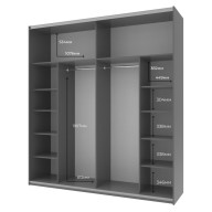Шкаф купе Doros G-Caiser 2 ДСП / 5 частей 220х60х240 (42003002) Графит/Тахо со вставкой Графит