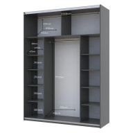 Шкаф купе Doros G-Caiser 1 ДСП / 1 зеркало / 3 части 180х60х240 (42005013) Графит/Дуб Эвок