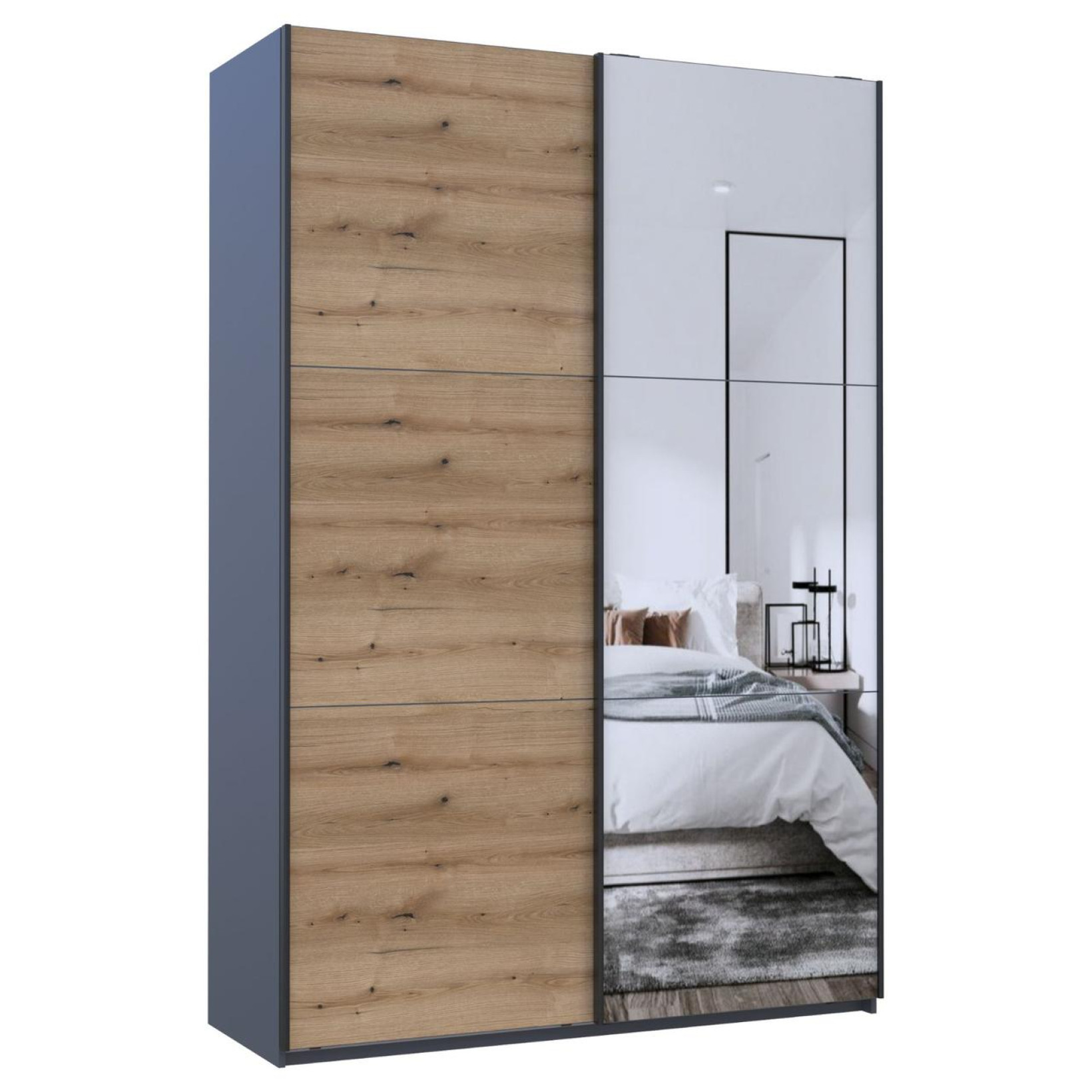 Шкаф купе Doros G-Caiser 1 ДСП / 1 Зеркало 160х60х240 (42005072) Графит/Дуб Эвок