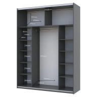 Шкаф купе Doros G-Caiser 1 ДСП / 1 стекло / 3 части 180х60х240 (42005090) Графит/Белый