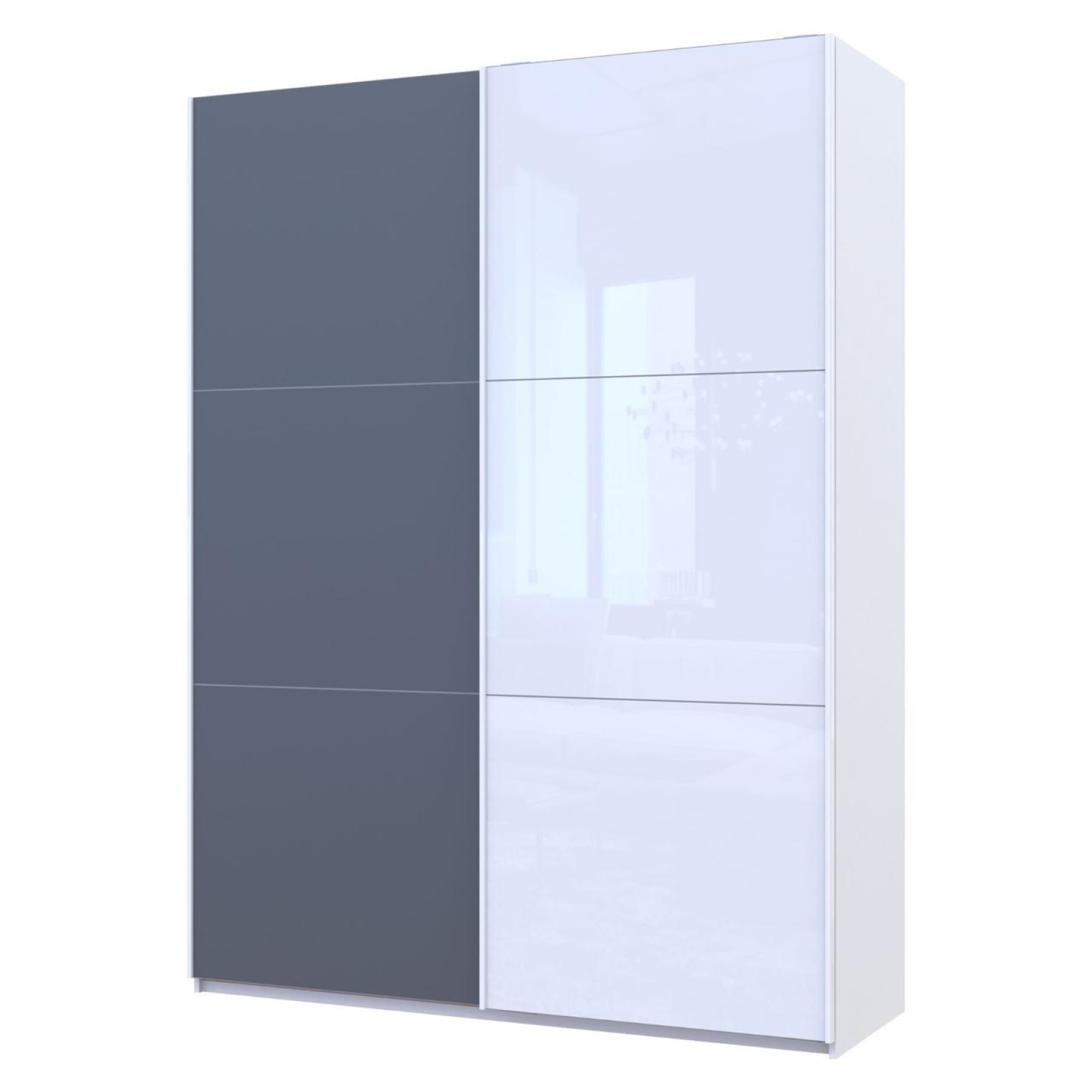 Шкаф купе Doros G-Caiser 1 ДСП / 1 стекло / 3 части 180х60х240 (42005094) Белый/Графит/Белый