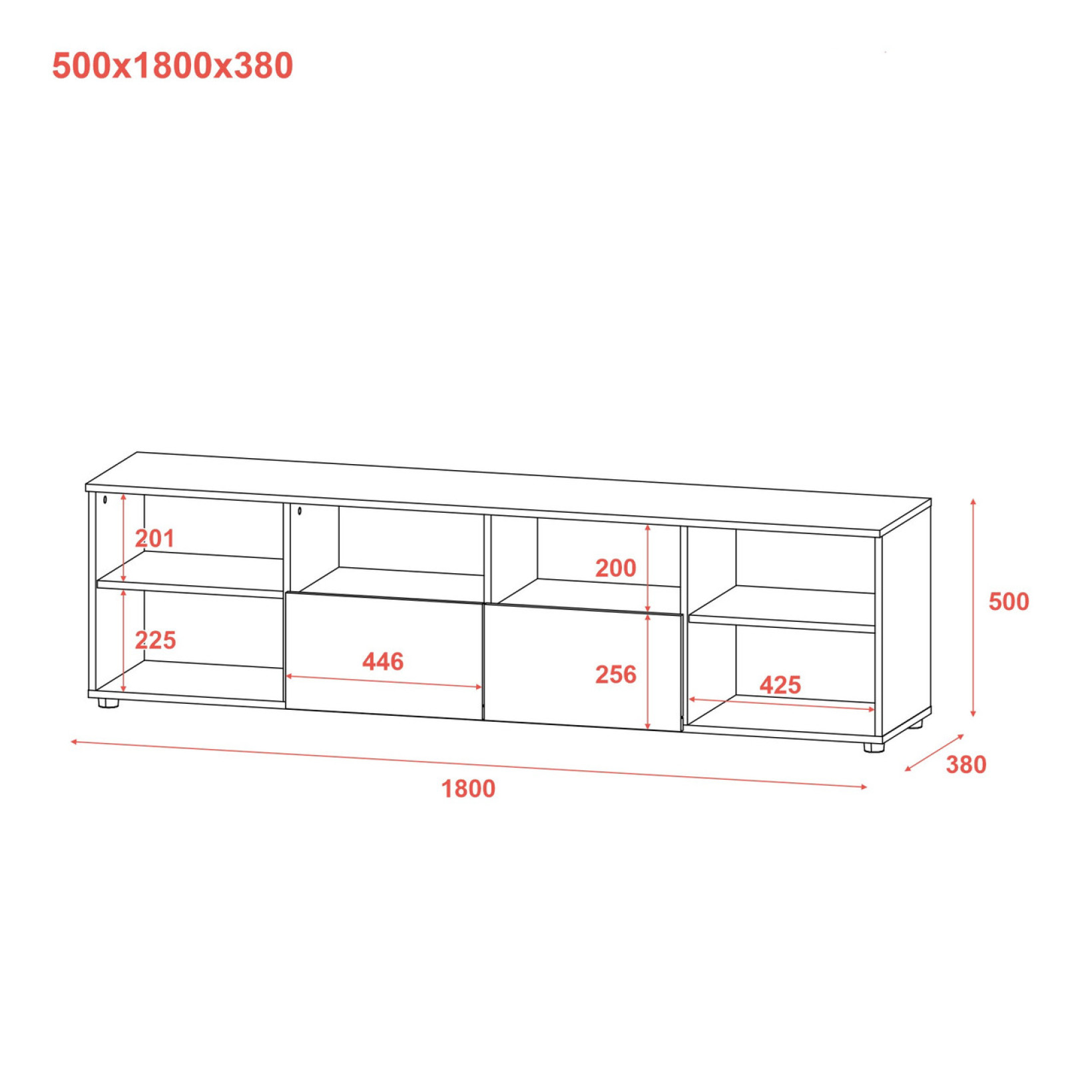 Комод Doros Рон 4 2 фасада 2 шухляды 180х38х50 (41516046) Кашемир