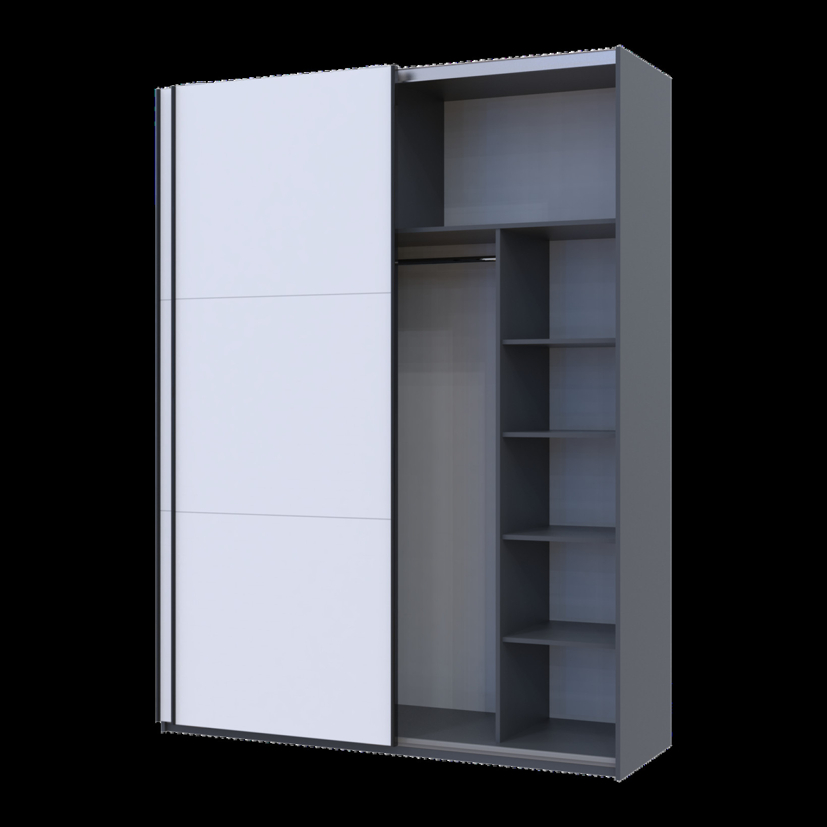 Шкаф купе Doros G-Caiser 2 ДСП / 3 части 180х60х240 (44900262) Графит/Белый