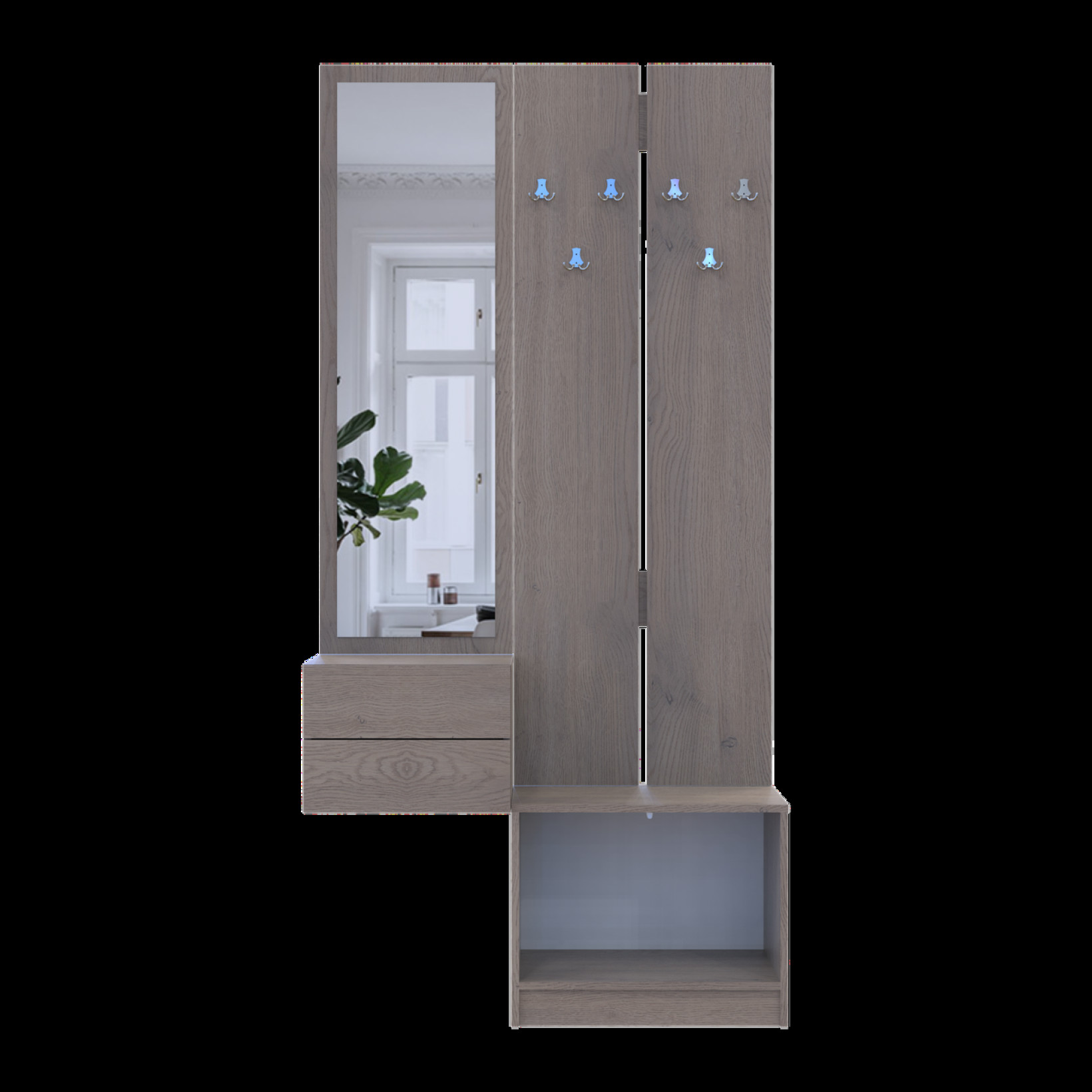 Прихожая Doros Сола 2+3 ДСП/зеркало 105х40х215 (42005234) Канноло/Кашемир
