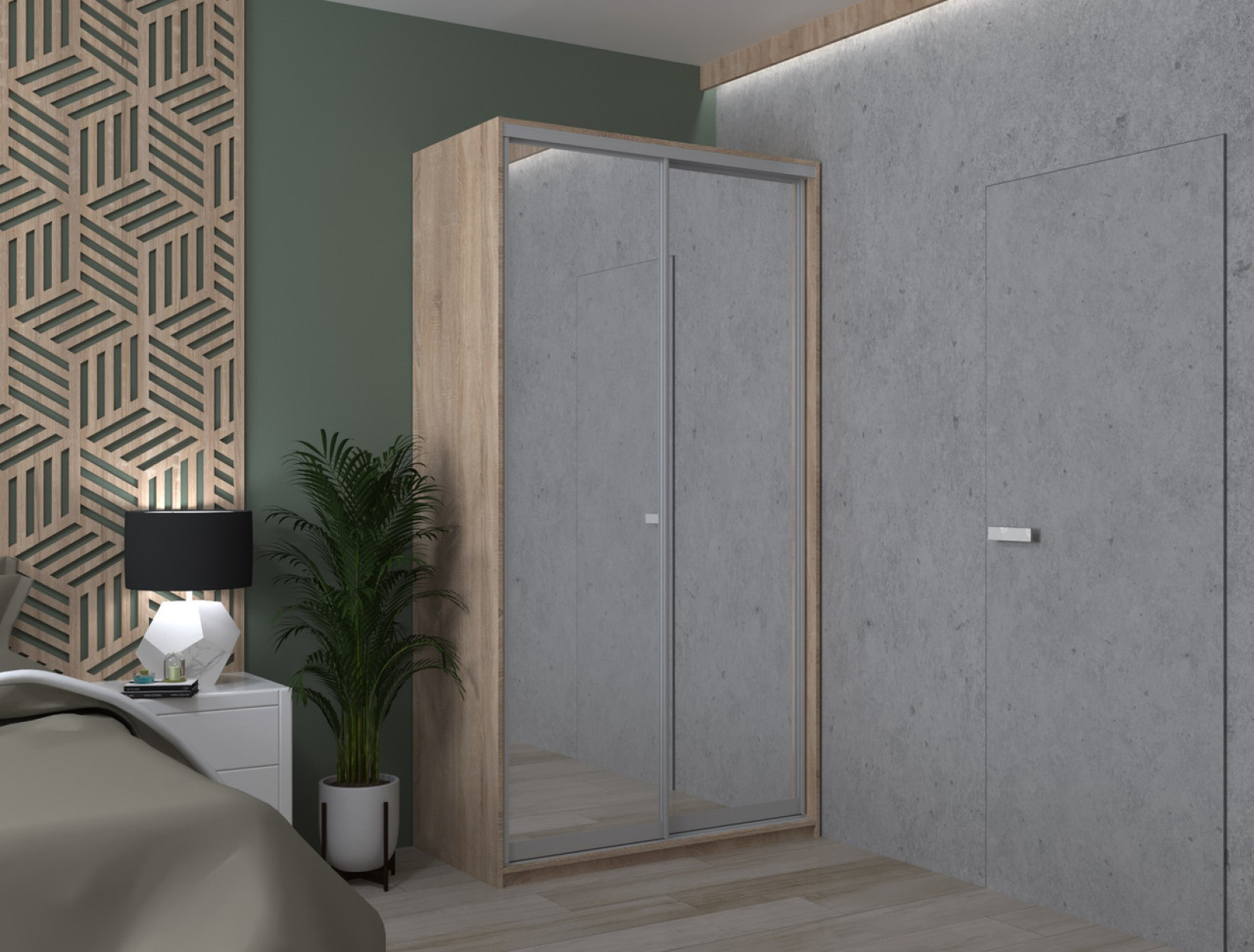 Шкаф купе Doros Сити Лайт 2 Зеркала 120х45х225 (44900068) Дуб сонома