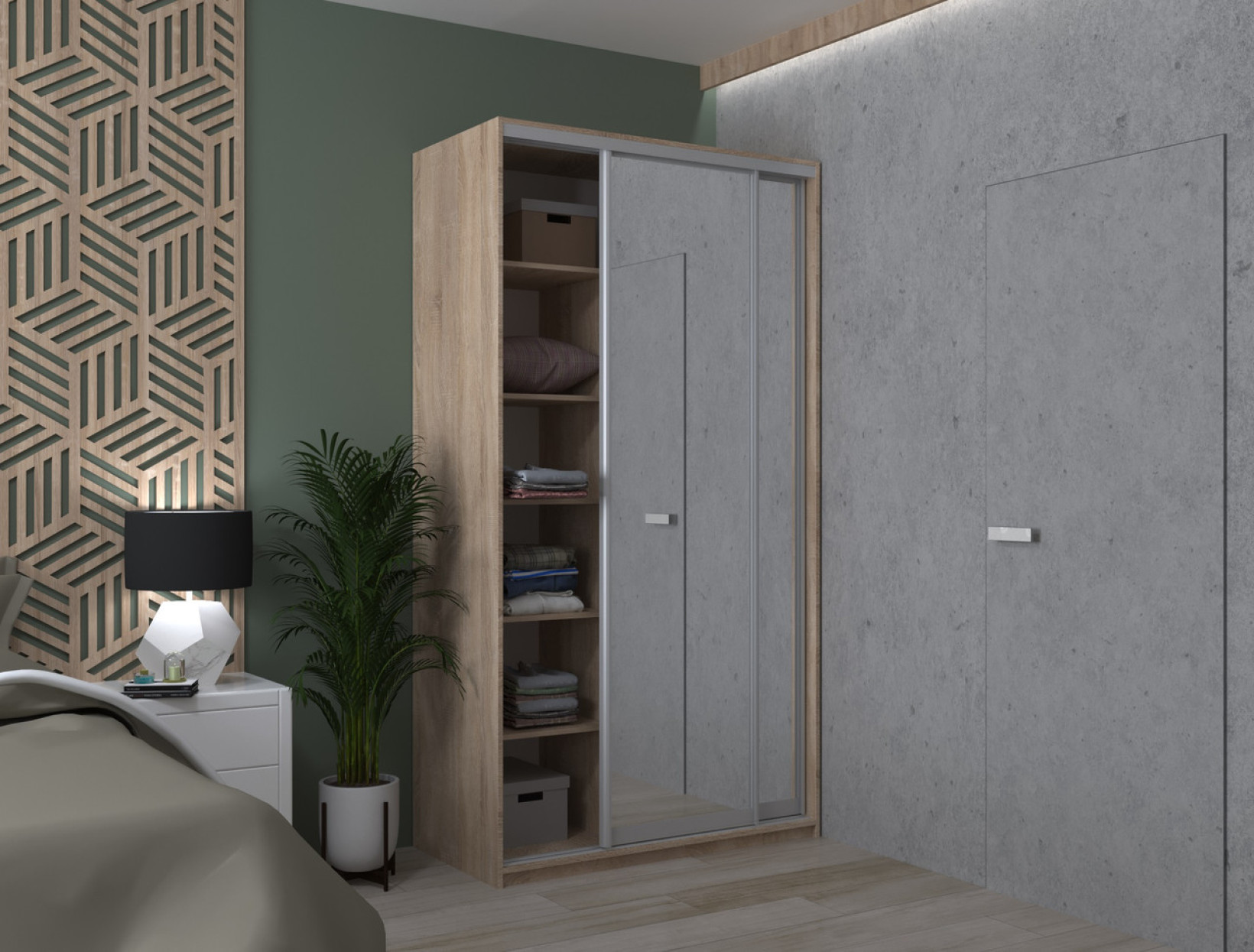 Шкаф купе Doros Сити Лайт 2 Зеркала 120х45х225 (44900068) Дуб сонома