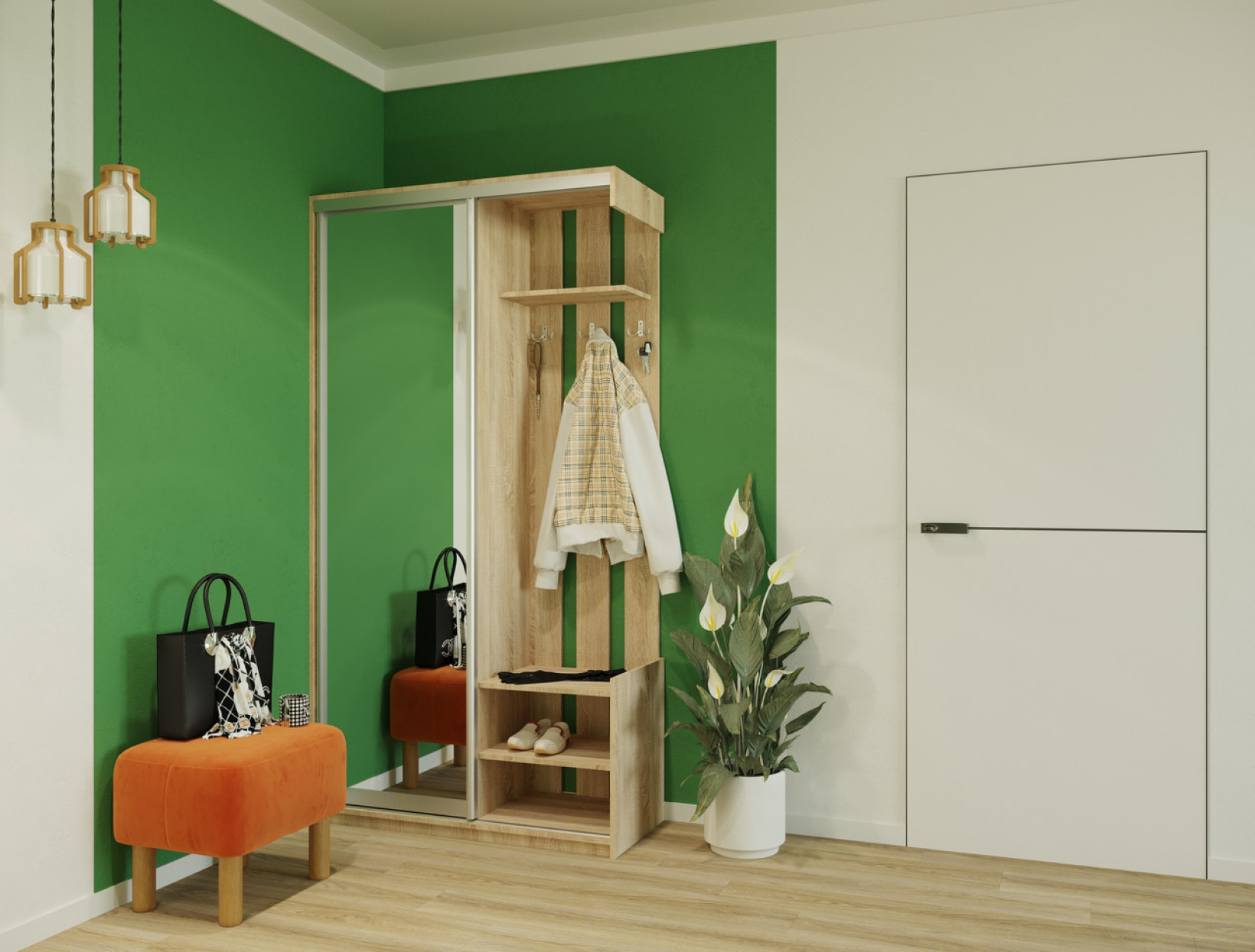Прихожая Doros City One Door 1 Зеркало 110х45х210 (44900083) Дуб Cонома 