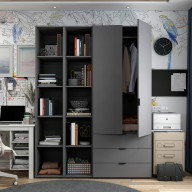 Комплект Doros Гелар з 2 Этажерками  2 ДСП 153.9х49.5х203.4 (42005055)Графит 